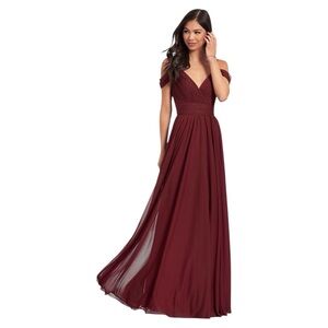 NWT Kleinfeld Cold Shoulder Long Bridesmaid Gown Dress in Cranberry Size 16